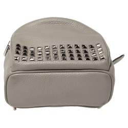 Pre Owned Michael Kors Grey Leather Abbey Studded Backpack