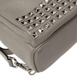 Pre Owned Michael Kors Grey Leather Abbey Studded Backpack