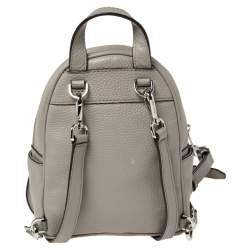 Pre Owned Michael Kors Grey Leather Abbey Studded Backpack
