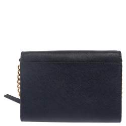 مملوكة مسبقًا Michael Kors Navy Blue Leather Jet Set Crossbody Bag