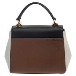 Pre Owned Michael Kors Tri Color Leather Mini Karla Top Handle Bag