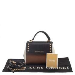 Pre Owned Michael Kors Tri Color Leather Mini Karla Top Handle Bag