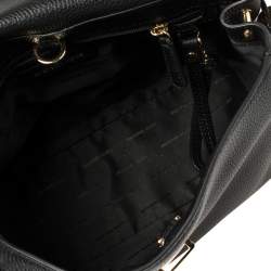 Pre Owned Michael Kors Black/Gold Leather and Snakeskin Embossed Leather Medium Bristol Top Handle Bag