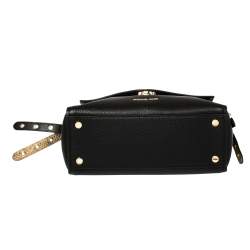 Pre Owned Michael Kors Black/Gold Leather and Snakeskin Embossed Leather Medium Bristol Top Handle Bag