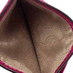 Pre Owned Michael Kors Magenta Leather Jet Set Card Holder 