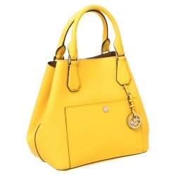 Pre Owned Michael Kors Yellow Saffiano Leather Greenwich Tote