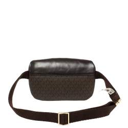 Pre Owned Michael Kors Brown Signature Coated Canvas and Leather Fanny Belt Bag