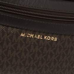 Pre Owned Michael Kors Brown Signature Coated Canvas and Leather Fanny Belt Bag