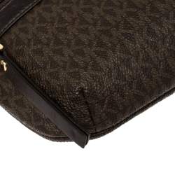 Pre Owned Michael Kors Brown Signature Coated Canvas and Leather Fanny Belt Bag