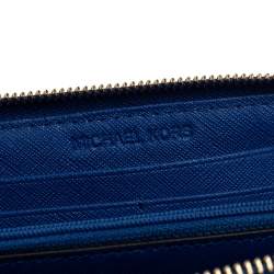 مملوكة مسبقًا Michael Kors Blue Leather Jet Set Travel Zip Around Wallet
