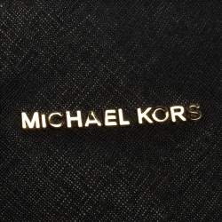 Pre Owned Michael Kors Black Leather Large Jet Set Travel Tote