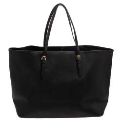 Pre Owned Michael Kors Black Leather Large Jet Set Travel Tote
