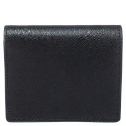 Pre Owned Michael Kors Black Leather Flap Card Holder