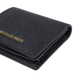 Pre Owned Michael Kors Black Leather Flap Card Holder