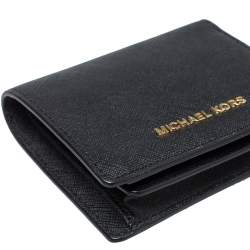 Pre Owned Michael Kors Black Leather Flap Card Holder