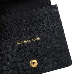 Pre Owned Michael Kors Black Leather Flap Card Holder