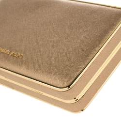 Pre Owned Michael Kors Metallic Gold Leather Elsie Box Chain Clutch