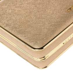 Pre Owned Michael Kors Metallic Gold Leather Elsie Box Chain Clutch