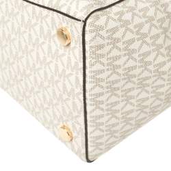 Pre Owned حقيبة يد مايكل كورس فوياغر كانفاس مقوى شهير بنية / بيضاء 