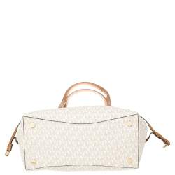 Pre Owned حقيبة يد مايكل كورس فوياغر كانفاس مقوى شهير بنية / بيضاء 