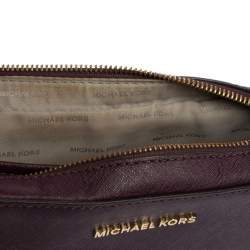 Pre Owned Michael Kors Burgundy Leather Jet Set Camera Crossbody Bag
