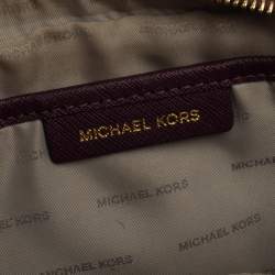 Pre Owned Michael Kors Burgundy Leather Jet Set Camera Crossbody Bag