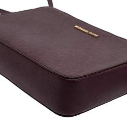 Pre Owned Michael Kors Burgundy Leather Jet Set Camera Crossbody Bag