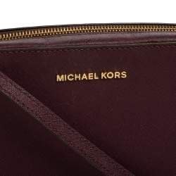 Pre Owned Michael Kors Burgundy Leather Jet Set Camera Crossbody Bag