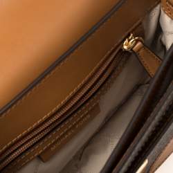 Pre Owned Michael Kors Brown Signature Coated Canvas and Leather Large Sloan Editor Shoulder Bag