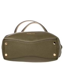 Pre Owned Michael Kors Olive Green Leather Raven Shoulder Bag