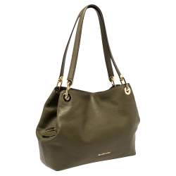 Pre Owned Michael Kors Olive Green Leather Raven Shoulder Bag
