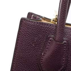 Pre Owned Michael Kors Plum Textured Leather Mini Mercer Tote