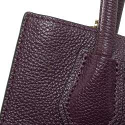 Pre Owned Michael Kors Plum Textured Leather Mini Mercer Tote