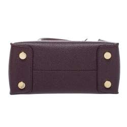 Pre Owned Michael Kors Plum Textured Leather Mini Mercer Tote