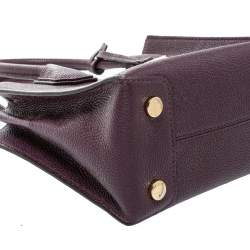 Pre Owned Michael Kors Plum Textured Leather Mini Mercer Tote