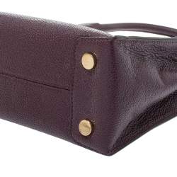 Pre Owned Michael Kors Plum Textured Leather Mini Mercer Tote