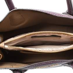 Pre Owned Michael Kors Plum Textured Leather Mini Mercer Tote