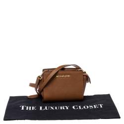 Pre Owned حقيبة كروس مايكل كورس ميني سيلما جلد سافيانو بني