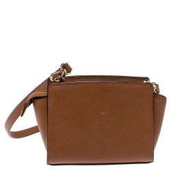 Pre Owned حقيبة كروس مايكل كورس ميني سيلما جلد سافيانو بني