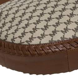 Pre Owned Michael Kors Beige/Brown Coated Canvas and Leather Lauryn Hobo