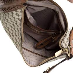 Pre Owned Michael Kors Beige/Brown Coated Canvas and Leather Lauryn Hobo