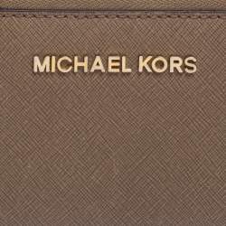 Michael Kors Beige Leather Zip Around Wristlet Wallet