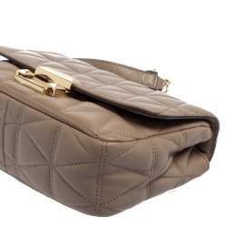 Pre Owned Michael Kors Beige Matelassé Leather Small Sloan Shoulder Bag