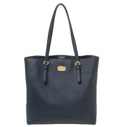 مملوكة مسبقًا Michael Kors Navy Blue Leather Large Jet Set Travel Tote