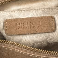 Pre Owned Michael Kors Beige Suede Fringe Billy Shoulder Bag