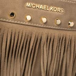 Pre Owned Michael Kors Beige Suede Fringe Billy Shoulder Bag