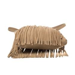 Pre Owned Michael Kors Beige Suede Fringe Billy Shoulder Bag