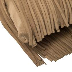 Pre Owned Michael Kors Beige Suede Fringe Billy Shoulder Bag