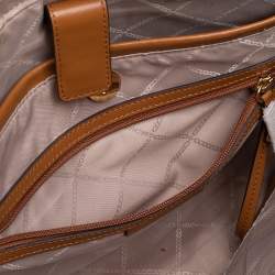 Pre Owned Michael Kors Brown/Tan Signature Coated Canvas and Leather Maddie Tote