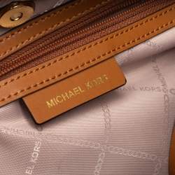 Pre Owned Michael Kors Brown/Tan Signature Coated Canvas and Leather Maddie Tote